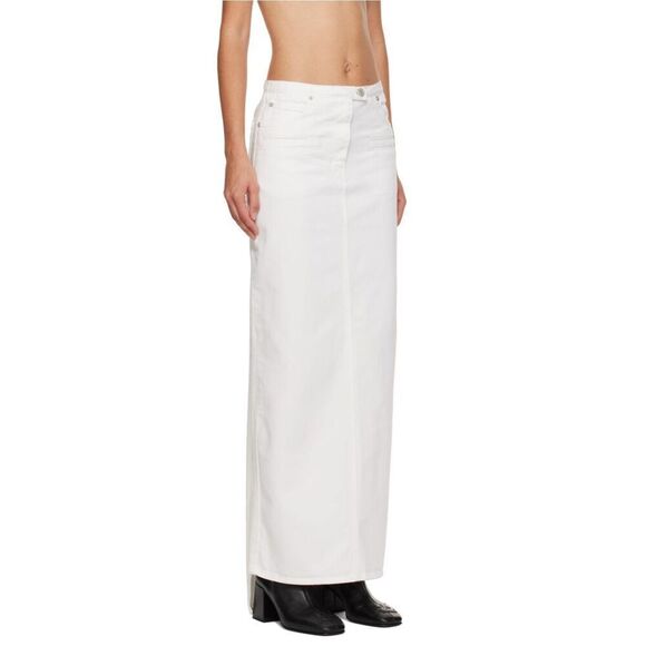 COURRÈGES Seven-Pocket Denim Maxi Skirt in White NWT Size 4 - Picture 2 of 9